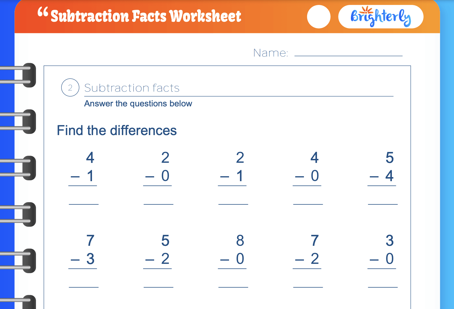 Memorizing basic subtraction facts