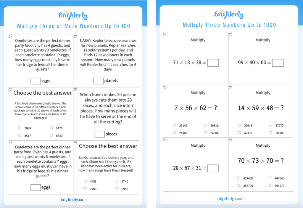 Multiplication worksheets for 5th graders - worksheets