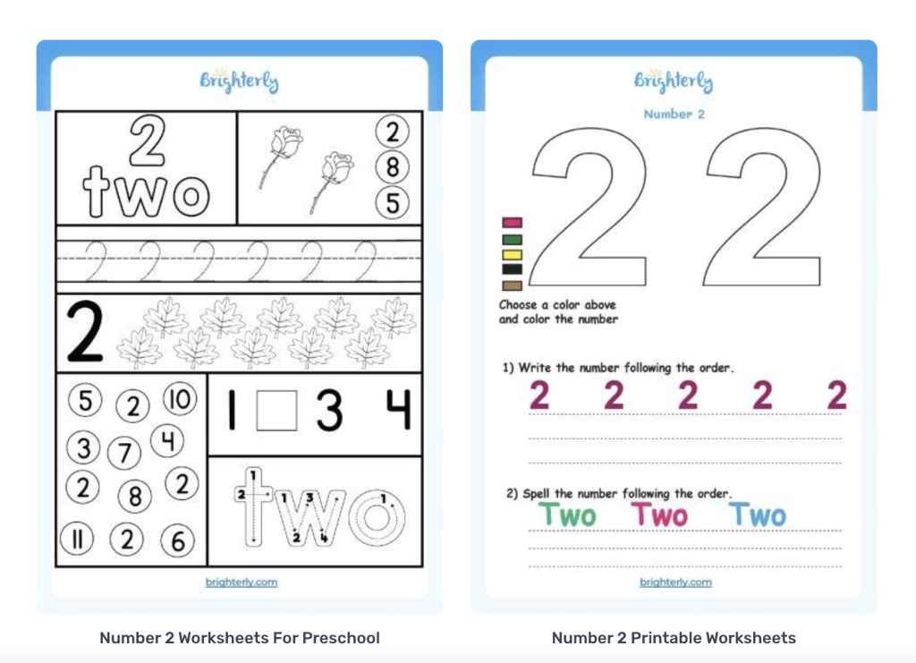 Number 2 worksheets 1