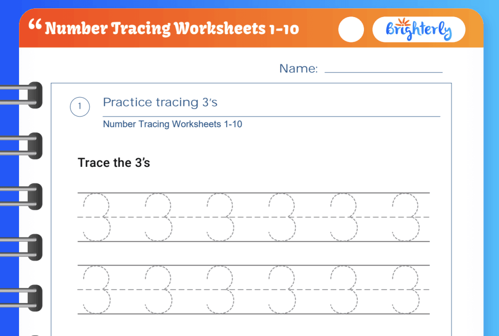 Number 3 tracing worksheets 1