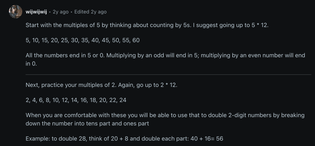 Memorize multiplication tables by leveraging memory techniques 