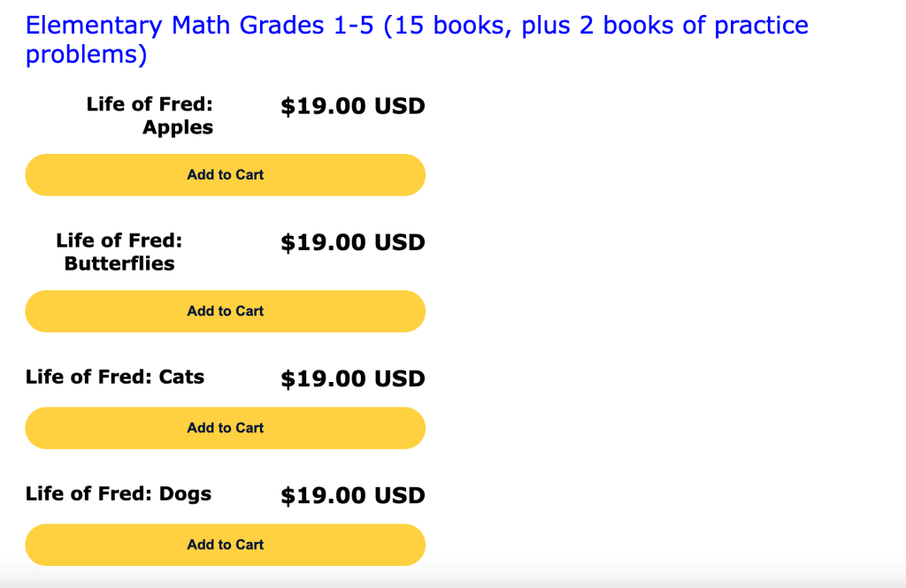 Life of Fred: Pricing