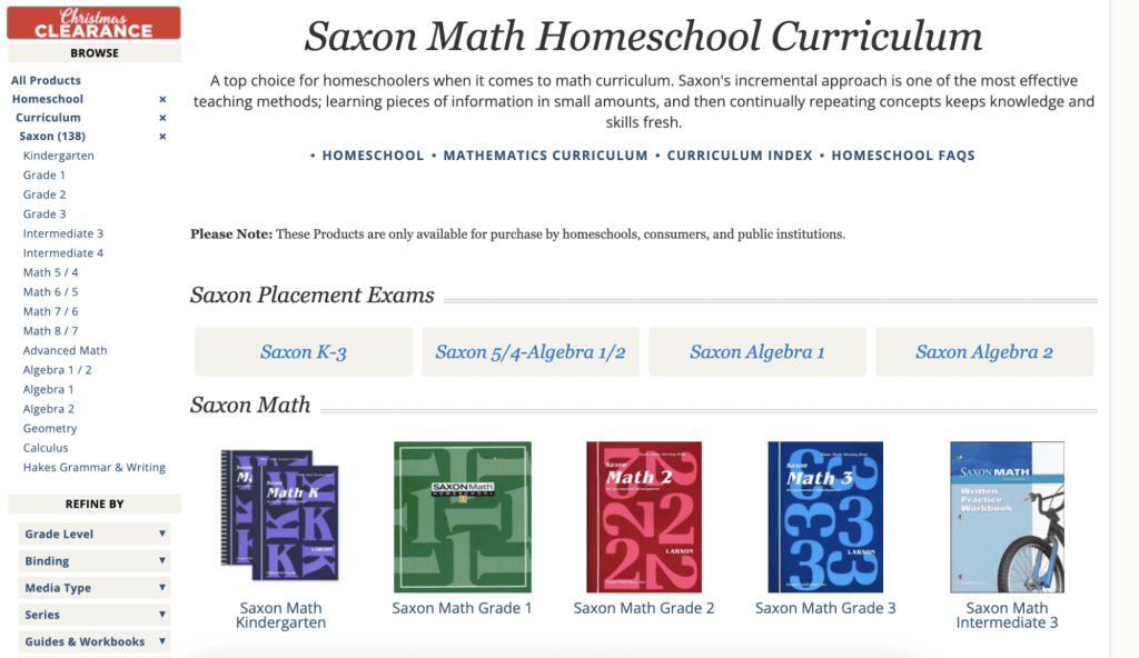 Saxon Math homeschool curriculum