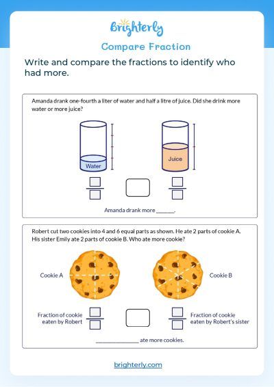 Fraction Comparison Worksheets Grade 3