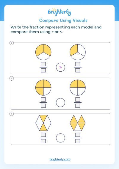 Comparing Fractions Worksheets 4th Grade