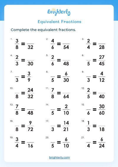 Free Equivalent Fraction Worksheet