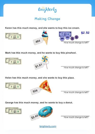 Kindergarten Money Worksheet