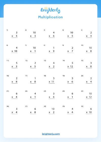 3rd Grade math Multiplication Worksheets