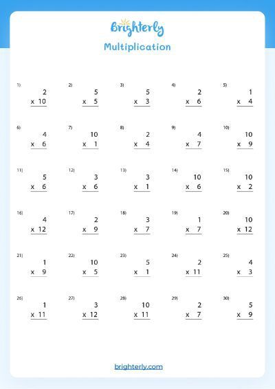 3rd Grade Multiplication Worksheet