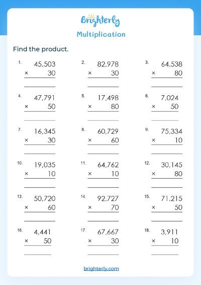 Free Multiplication Worksheets Grade 5