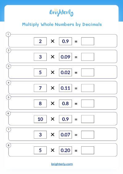 Multiplication Decimals Worksheets