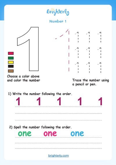 Writing Number 1 Worksheet