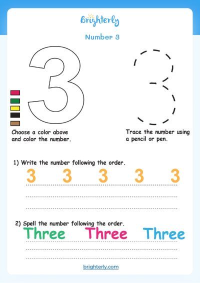 Number 3 Printable Worksheets