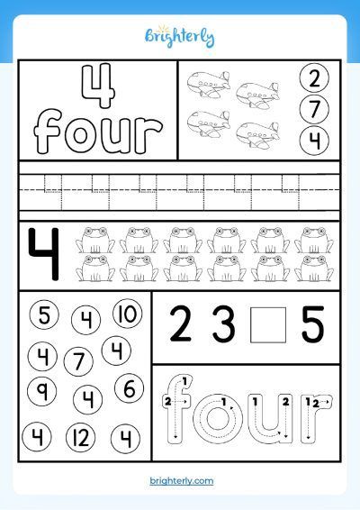 Number 4 Printable Worksheets