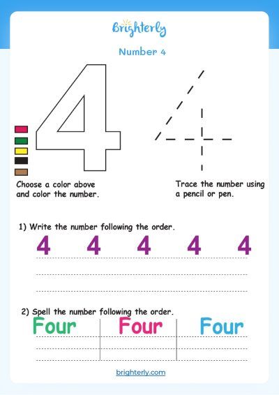 Number 4 Worksheets Preschool