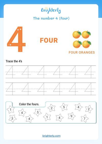 Number 4 Worksheet For Preschool