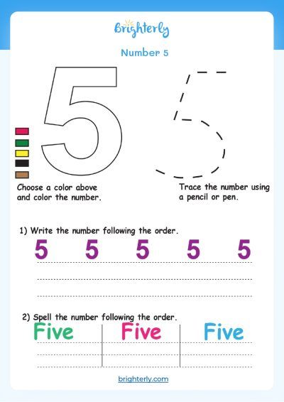 Number 5 Printable Worksheets