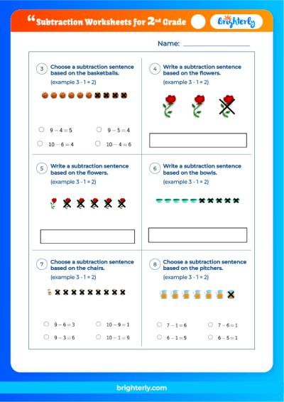 Number Line Subtraction Worksheets 2nd Grade