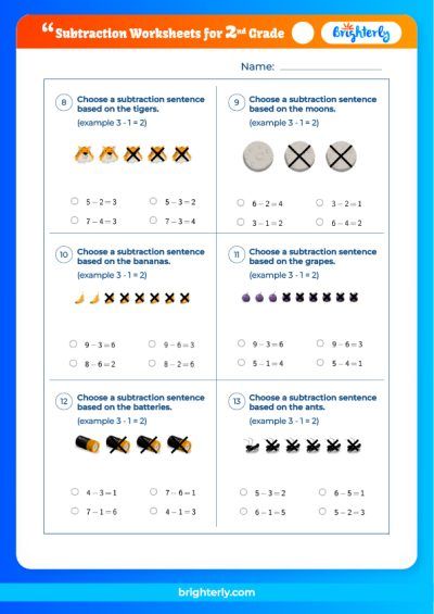 Subtraction Worksheets For Second Graders