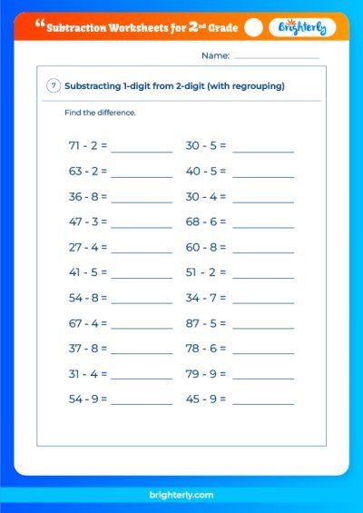 Open Number Line Subtraction 2nd Grade Worksheet