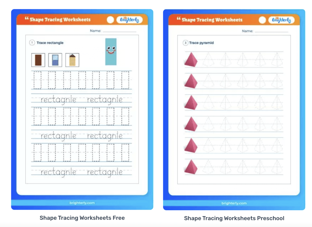 Shape tracing worksheets 1