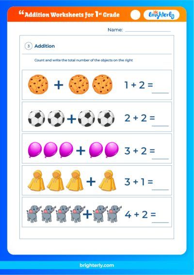 Addition Worksheet 1st Grade