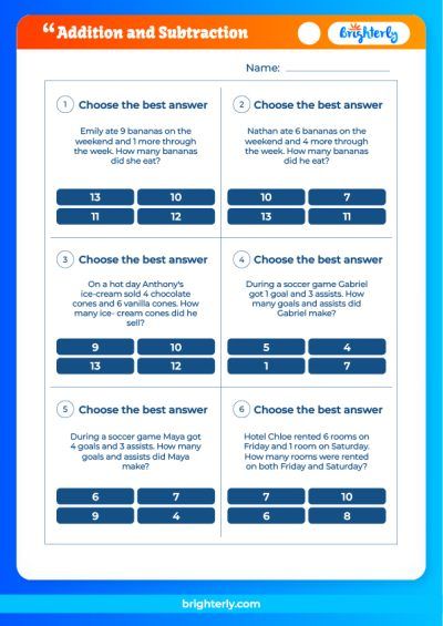 Subtraction And Addition Worksheets