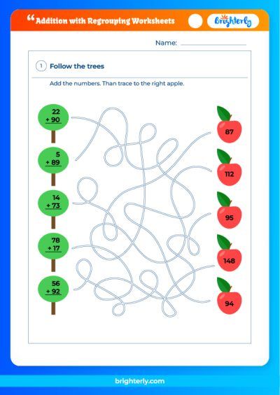 Addition Worksheets With Regrouping