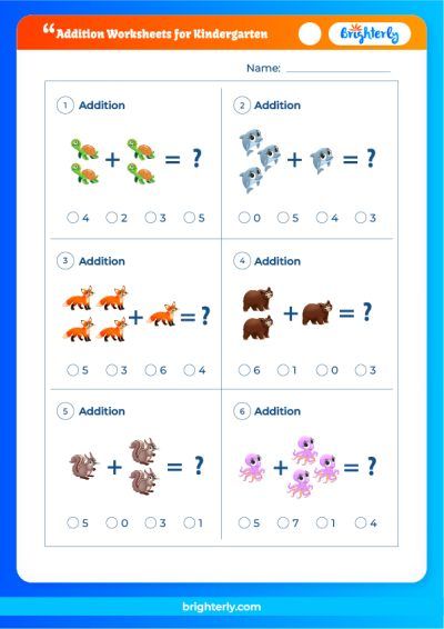 Kindergarten Addition Worksheets With Pictures