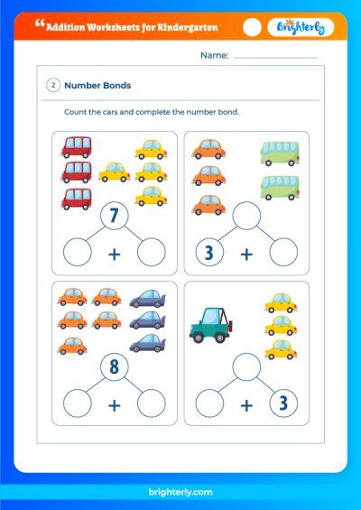 Free Kindergarten Addition Worksheets