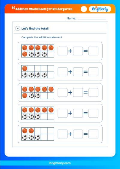 Free Printable Math Addition Worksheets For Kindergarten