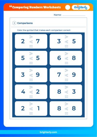 Comparing Numbers Worksheets