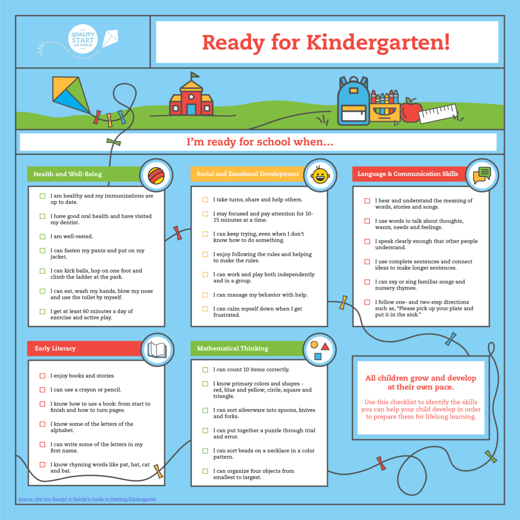 Printable kindergarten readiness checklist