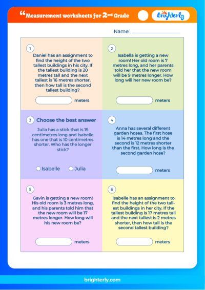 Measurement 2nd Grade Worksheet