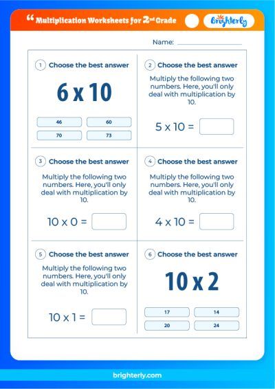 Second Grade Multiplication Worksheets For Grade 2