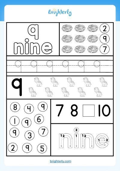 Writing Number 9 Worksheet