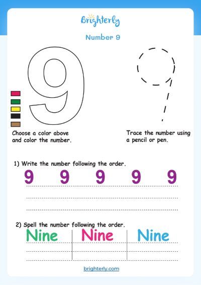 Number 9 Printable Worksheets