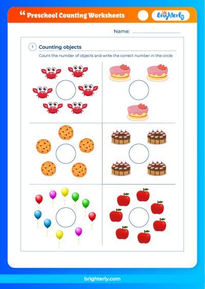 Free Preschool Counting Worksheets