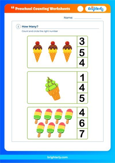 Preschool Worksheets Counting