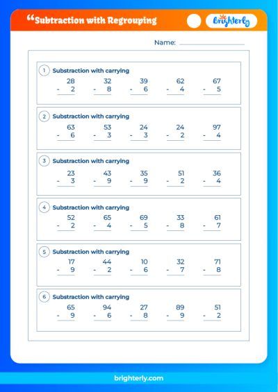 Subtracting Fractions With Regrouping Worksheet