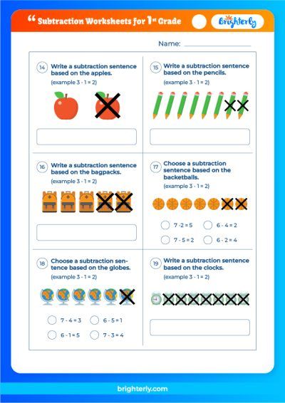 Subtraction Worksheet For Grade 1