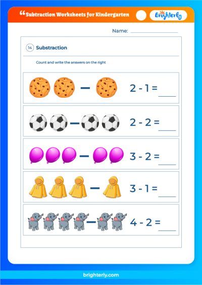 Subtraction Kindergarten Worksheet