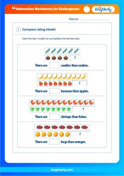 Subtraction Worksheet Kindergarten