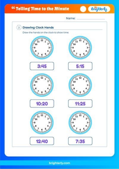 Telling Time 5 Minute Intervals Worksheets