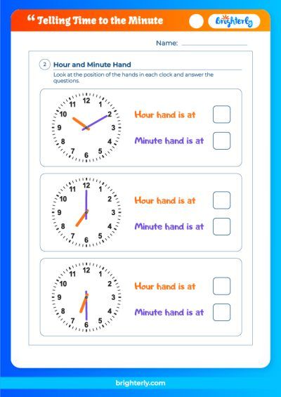 Telling Time To The 5 Minutes Worksheets