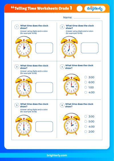 How To Tell Time Worksheets For Grade 1