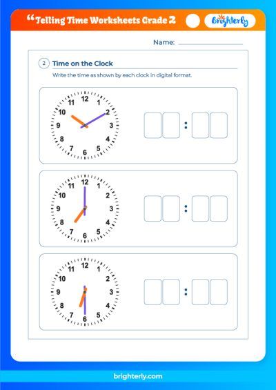 Time Worksheet For 2nd Grade