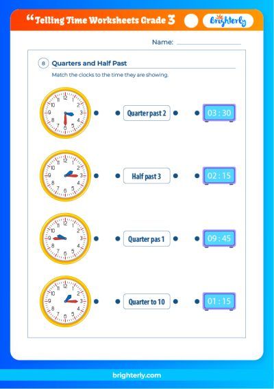 Telling Time 3rd Grade Worksheets