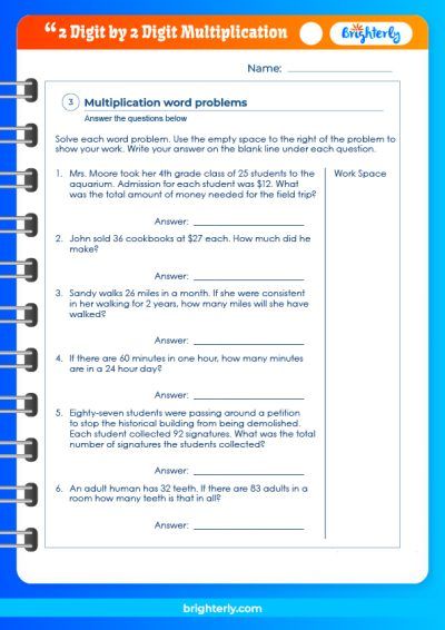 Multiplying 2 Digit By 2 Digit Worksheet