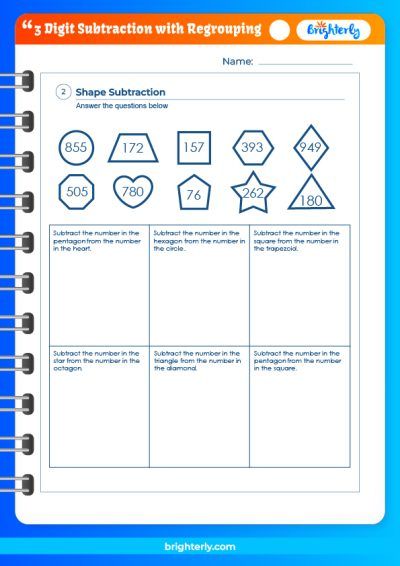 3 Digit Subtraction With Regrouping Worksheets 3Rd Grade